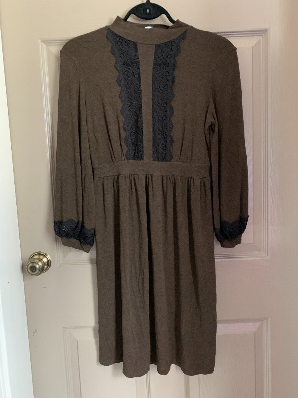 Only Hearts NYC Helena Stuart Brown Lace Midi Dress Size M Romantic Gothic Boho